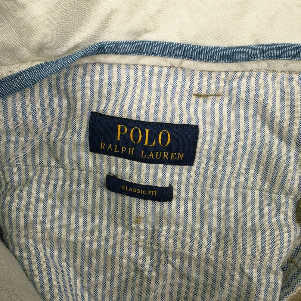 Polo Ralph Lauren Pants Mens 46Bx30 Tan Khaki Classic Fit Cotton Trousers Chinos